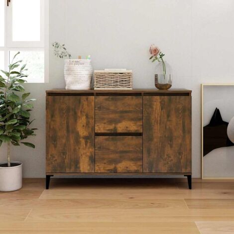 Aparador madera contrachapada color roble ahumado 102x35x70 cm