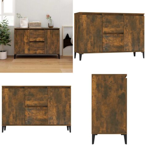 Aparador madera contrachapada color roble ahumado 102x35x70 cm - Aparador roble ahumado - Aparador con cajones