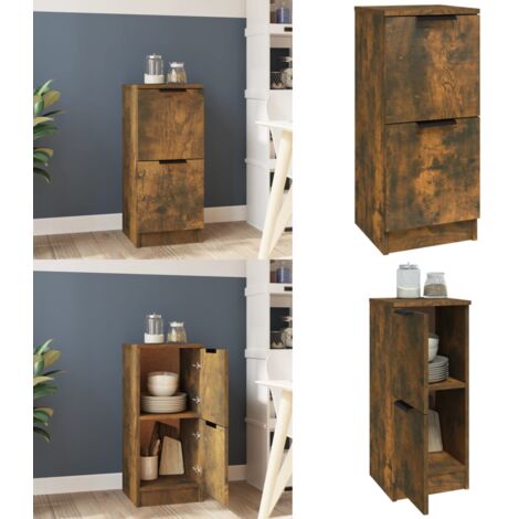 Aparador madera contrachapada color roble ahumado 30x30x70 cm - Aparador de roble - Aparador de madera contrachapada