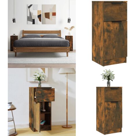 Aparador madera contrachapada color roble ahumado 30x30x70 cm - Aparador - Madera contrachapada