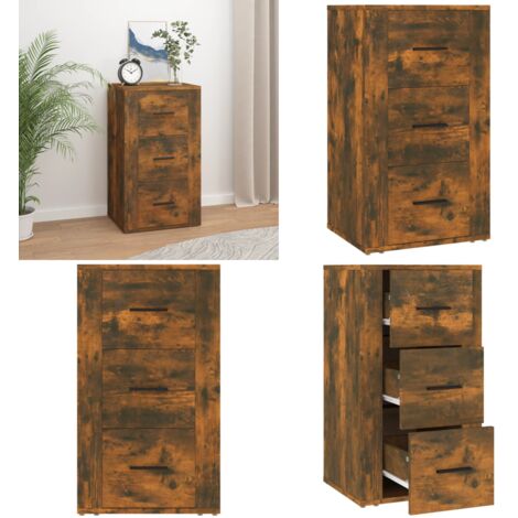 Aparador madera contrachapada color roble ahumado 40x33x70 cm - Aparador de madera contrachapada - Aparador roble ahumado