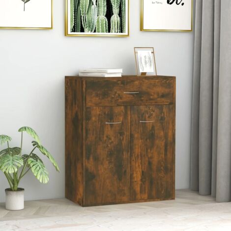 Aparador madera contrachapada color roble ahumado 60x30x75 cm vidaXL