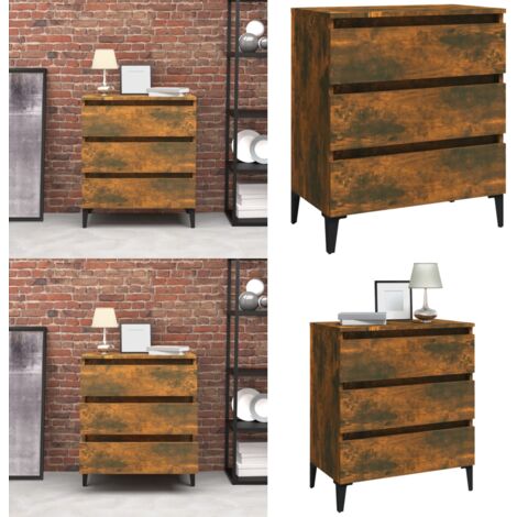 Aparador madera contrachapada color roble ahumado 60x35x69 cm - Aparador de roble - Aparador de contrachapado