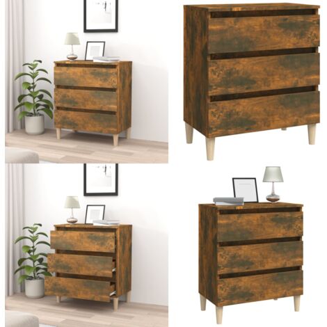 Aparador madera contrachapada color roble ahumado 60x35x69 cm - Aparador de roble - Aparador de madera contrachapada