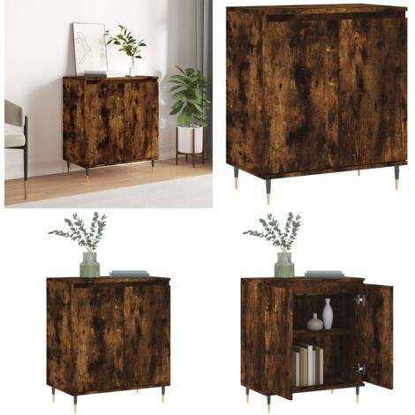 Aparador madera contrachapada color roble ahumado 60x35x70 cm - Almacenamiento - Muebles decorativos