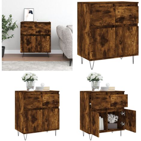 Aparador madera contrachapada color roble ahumado 60x35x70 cm - Almacenamiento - Muebles decorativos