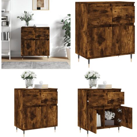 Aparador madera contrachapada color roble ahumado 60x35x70 cm - Almacenamiento - Muebles decorativos
