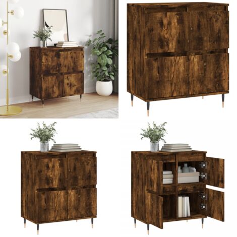 Aparador madera contrachapada color roble ahumado 60x35x70 cm - Almacenamiento - Muebles decorativos