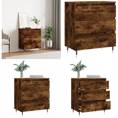Aparador madera contrachapada color roble ahumado 60x35x70 cm - Almacenamiento - Muebles decorativos