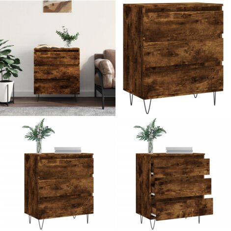 Aparador madera contrachapada color roble ahumado 60x35x70 cm - Almacenamiento - Muebles decorativos