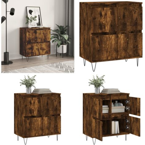 Aparador madera contrachapada color roble ahumado 60x35x70 cm - Almacenamiento - Muebles decorativos