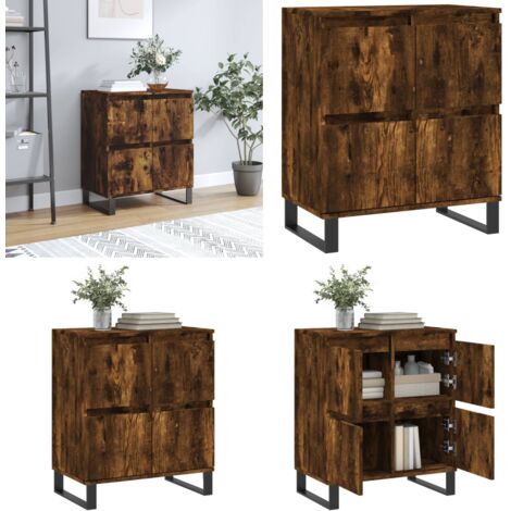 Aparador madera contrachapada color roble ahumado 60x35x70 cm - Almacenamiento - Muebles decorativos