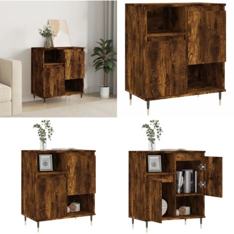Aparador madera contrachapada color roble ahumado 60x35x70 cm - Almacenamiento - Muebles decorativos