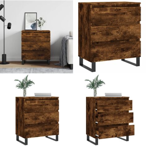 Aparador madera contrachapada color roble ahumado 60x35x70 cm - Almacenamiento - Muebles decorativos