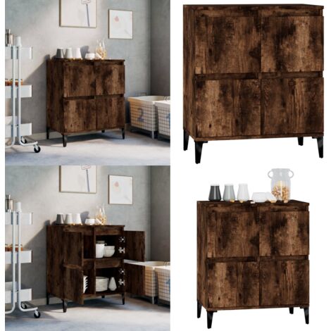 Aparador madera contrachapada color roble ahumado 60x35x70 cm - Aparador de roble - Aparador de almacenamiento