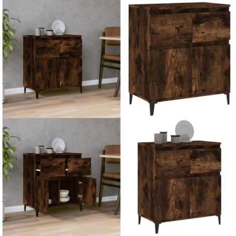 Aparador madera contrachapada color roble ahumado 60x35x70 cm - Aparador de roble - Aparador de almacenamiento