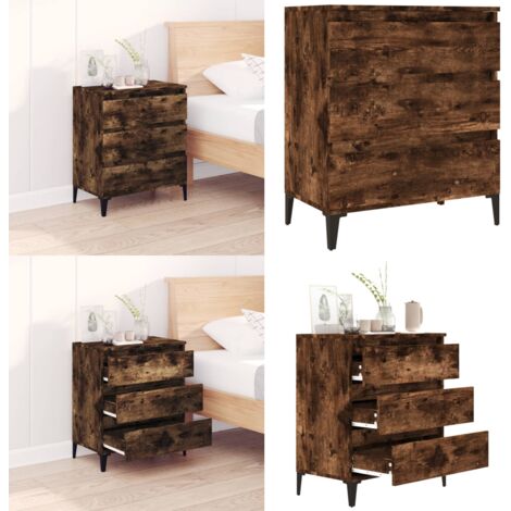 Aparador madera contrachapada color roble ahumado 60x35x70 cm - Aparador de roble - Aparador de contrachapado