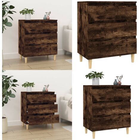 Aparador madera contrachapada color roble ahumado 60x35x70 cm - Aparador de roble - Aparador de madera contrachapada
