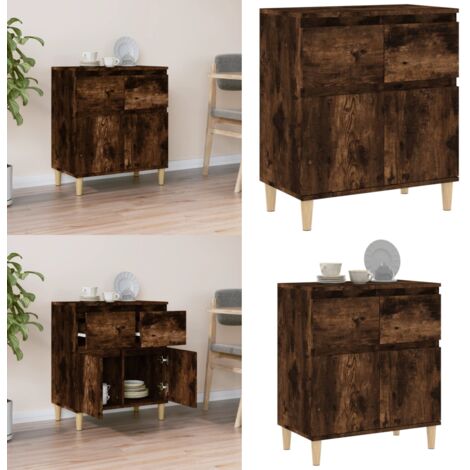 Aparador madera contrachapada color roble ahumado 60x35x70 cm - Aparador - Madera contrachapada