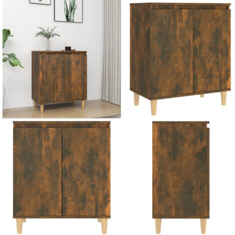 Aparador madera contrachapada color roble ahumado 60x35x70 cm - Aparador roble ahumado - Aparador de almacenamiento