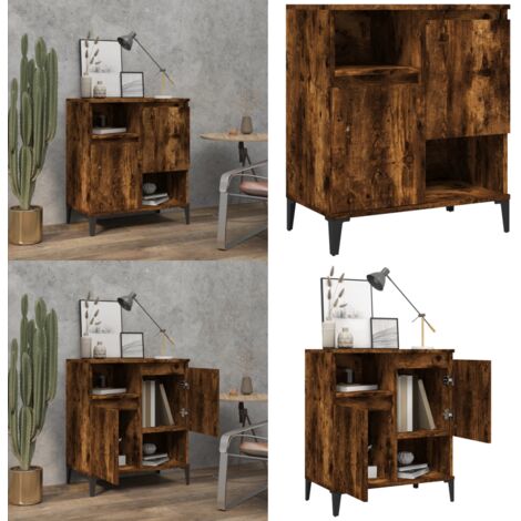 Aparador madera contrachapada color roble ahumado 60x35x70 cm - Aparador roble ahumado - Aparador de almacenamiento