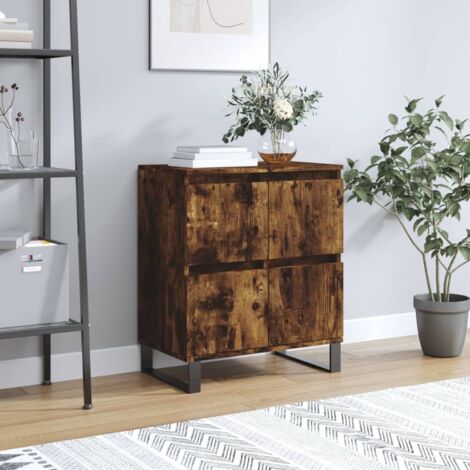 Aparador madera contrachapada color roble ahumado 60x35x70 cm vidaXL