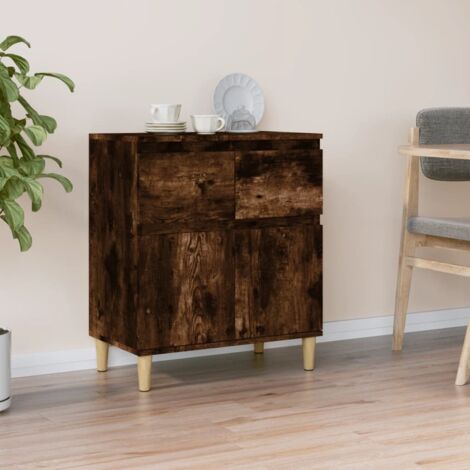 Aparador madera contrachapada color roble ahumado 60x35x70 cm vidaXL