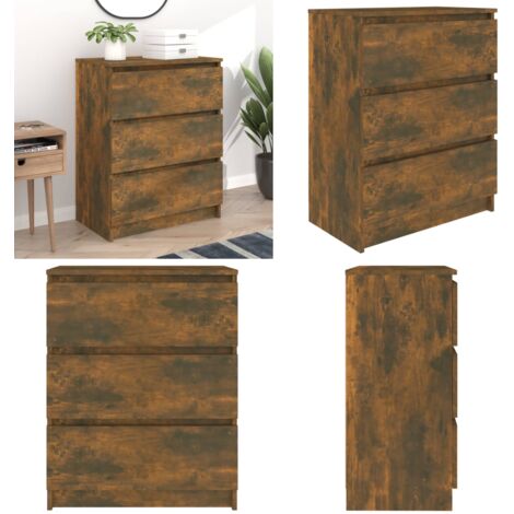 Aparador madera contrachapada color roble ahumado 60x35x76 cm - Aparador de contrachapado - Aparador roble ahumado