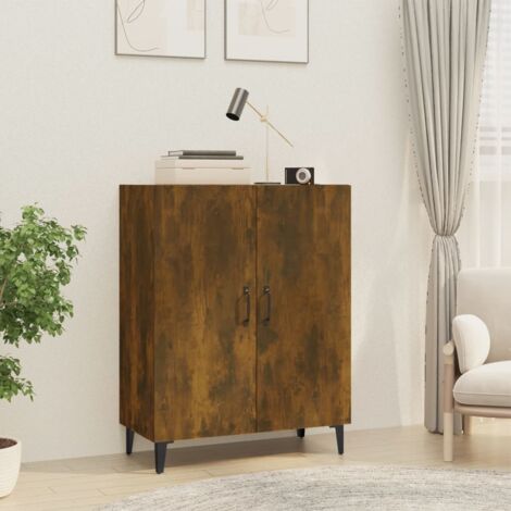 Aparador madera contrachapada color roble ahumado 70x34x90 cm vidaXL