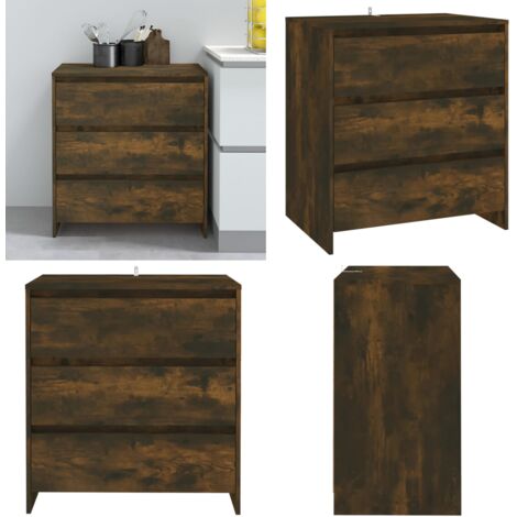Aparador madera contrachapada color roble ahumado 70x41x75 cm - Aparador - Almacenamiento