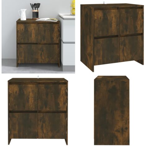 Aparador madera contrachapada color roble ahumado 70x41x75 cm - Aparador de roble - Aparador de madera contrachapada