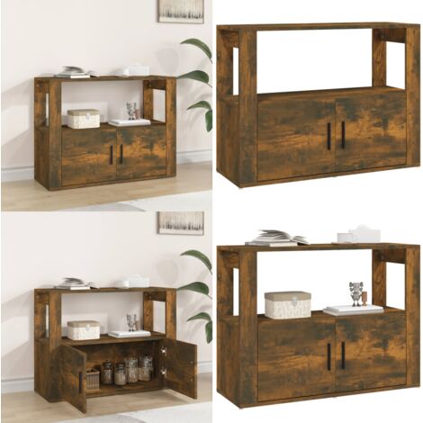 Aparador madera contrachapada color roble ahumado 80x30x60 cm - Aparador de roble - Aparador de contrachapado