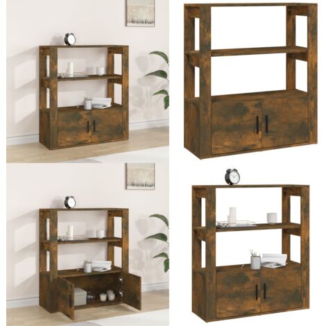 Aparador madera contrachapada color roble ahumado 80x30x90 cm - Aparador de roble - Aparador de contrachapado