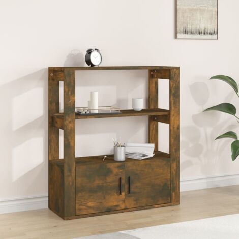 Aparador madera contrachapada color roble ahumado 80x30x90 cm vidaXL