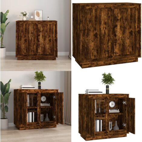 Aparador madera contrachapada color roble ahumado 80x34x75 cm - Aparador de madera contrachapada - Aparador roble ahumado