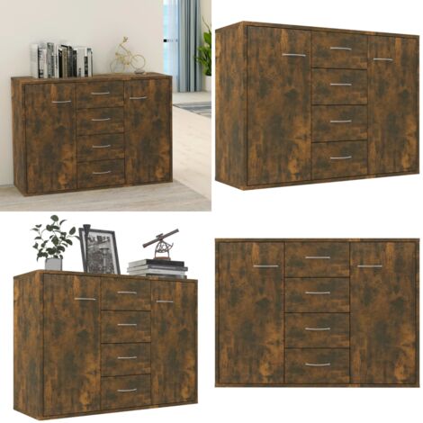 Aparador madera contrachapada color roble ahumado 88x30x65 cm - Aparador de roble - Aparador de contrachapado