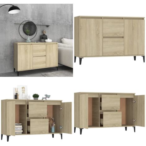 Aparador madera contrachapada color roble Sonoma 102x35x70 cm - Aparador industrial - Aparador de roble