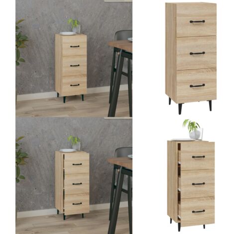 Aparador madera contrachapada color roble Sonoma 34,5x34x90 cm - Aparador de roble - Aparador de madera contrachapada