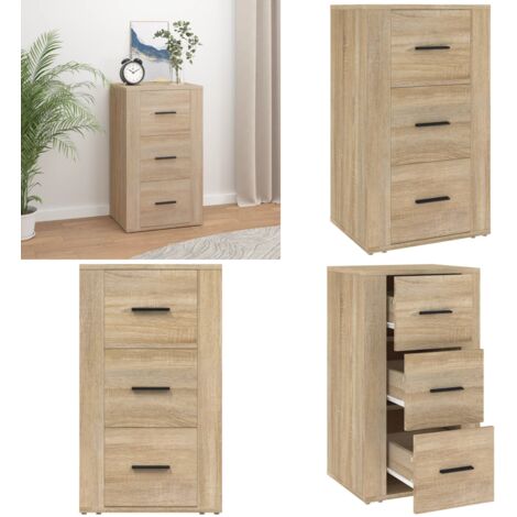 Aparador madera contrachapada color roble Sonoma 40x33x70 cm - Aparador de madera contrachapada - Aparador de roble Sonoma
