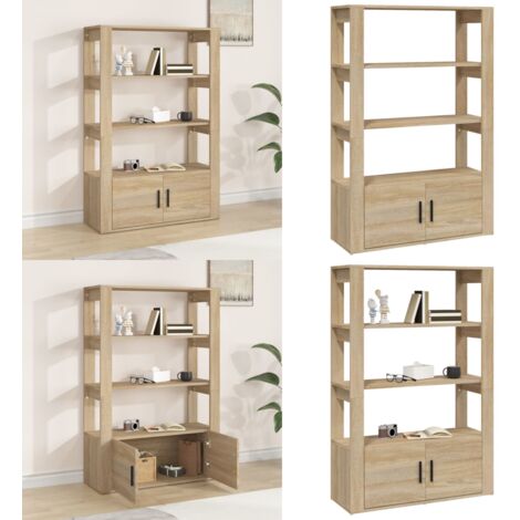 Aparador madera contrachapada color roble Sonoma 80x30x119,5 cm - Aparador de roble - Aparador de contrachapado