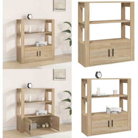 Aparador madera contrachapada color roble Sonoma 80x30x90 cm - Aparador de roble - Aparador de contrachapado
