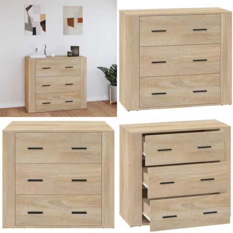 Aparador madera contrachapada color roble Sonoma 80x33x70 cm - Aparador de madera contrachapada - Aparador de roble Sonoma