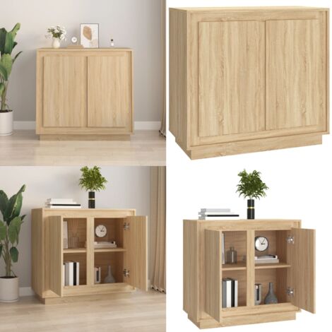 Aparador madera contrachapada color roble Sonoma 80x34x75 cm - Aparador de roble - Aparador de contrachapado