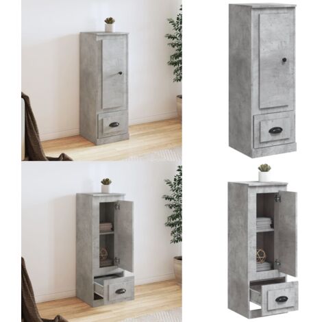 Aparador madera contrachapada gris hormigón 36x35,5x103,5 cm - Aparador gris hormigón - Mueble de almacenamiento