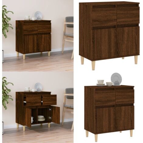 Aparador madera contrachapada marrón roble 60x35x70 cm - Aparador madera - Aparador marrón roble