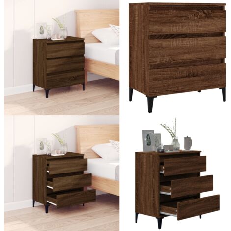 Aparador madera contrachapada marrón roble 60x35x70 cm - Aparador madera contrachapada - Aparador decorativo