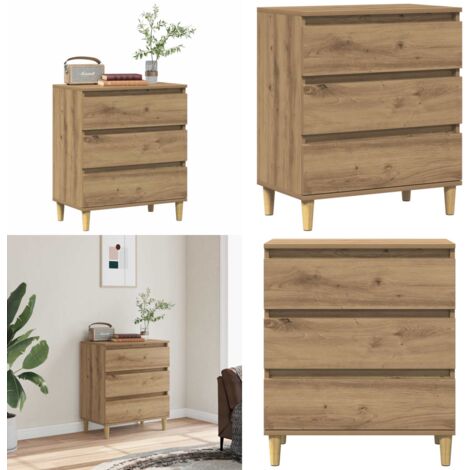 Aparador madera contrachapada roble artisian 60x35x70 cm - Aparador de madera - Mueble de almacenamiento