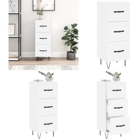 Aparador madera de ingeniería blanco 34,5x34x90 cm - Aparador blanco - Aparador de madera contrachapada