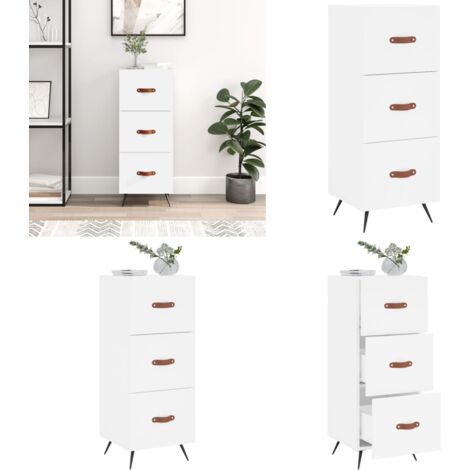 Aparador madera de ingeniería blanco 34,5x34x90 cm - Aparador blanco - Aparador de madera contrachapada