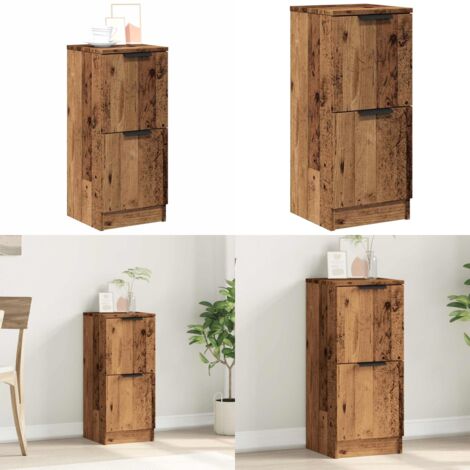 Aparador madera de ingeniería madera envejecida 30x30x70 cm - Aparador de madera envejecida - Aparador de madera contrachapada